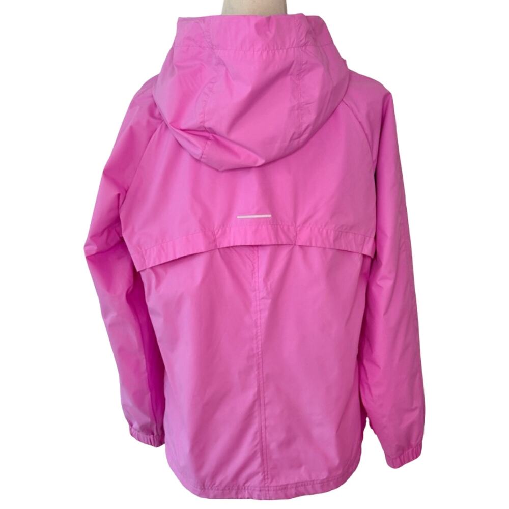 ASICS Pink Hooded Mesh Zip Pockets Windbreaker Reflective Jacket sz L NEW No Tag - Picture 6 of 12